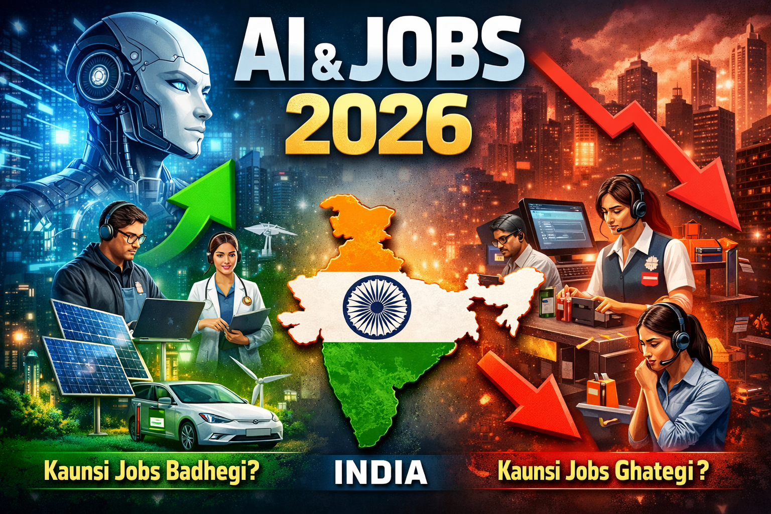 AI jobs 2026 India grow vs down analysis